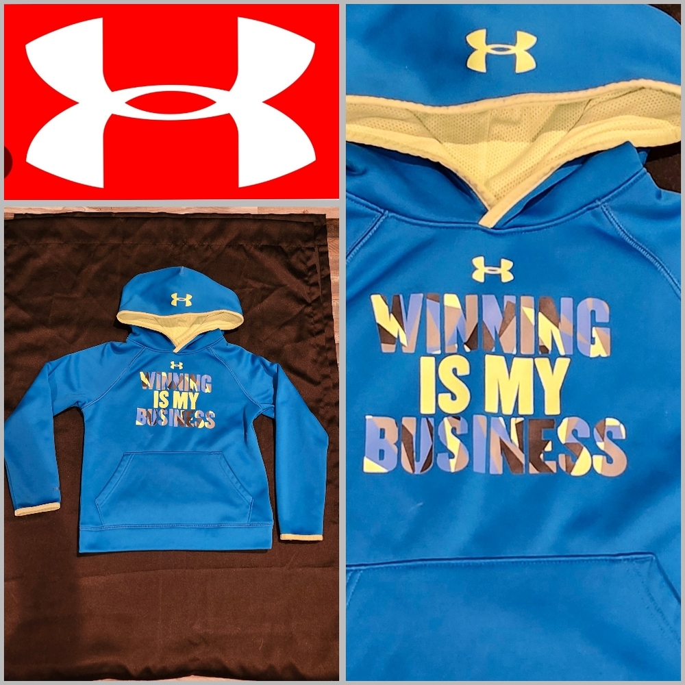 Under Armour Cyan/Lime Green Loose Cold Gear Hoodie Boys size YSM